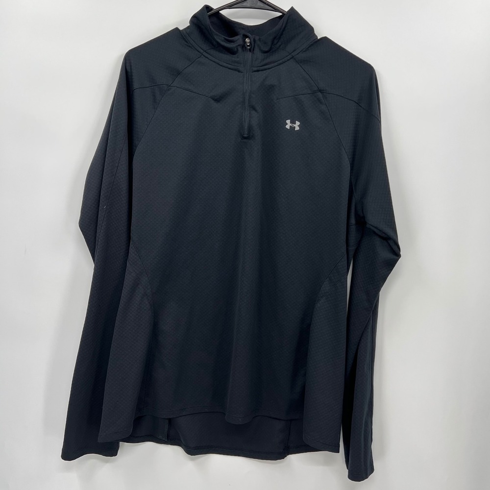 Under Armour XL Quarter Zip Pullover Womens Black HeatGear Long Sleeve Top
